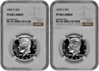 1969 S + 1970 S 50C Proof Kennedy Half Dollar NGC Graded PF 68 Cameo Coin Lot