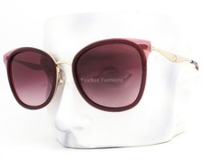 Coach Sunglasses HC 7170 94518H Shiny Light Gold Burgundy Red Pink with Case