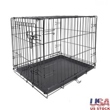Folding Dog Crate W/ Divider Single Door Portable Safe Durable Easy Assembly 24"