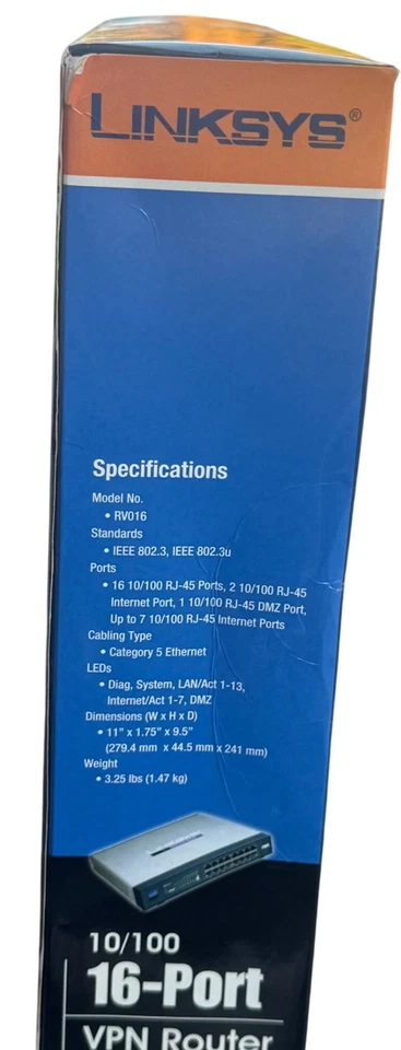 Linksys 16-Port VPN Router RV016 10/100 Wired Network Device - Image 4 of 4