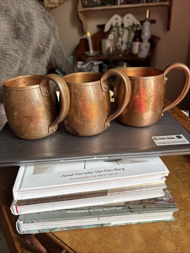 Vintage Barrel and unbranded - SOLID COPPER MUGS 3mugs - 第 1/6 張圖片