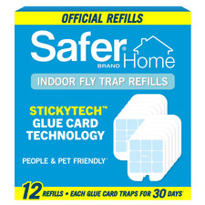 12 PACK Safer Home Trap Refill Pack of Glue Cards for  Indoor Fly TRAP