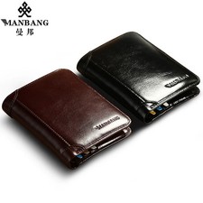ManBang Classic Style Wallet Genuine Leather Men Wallets Short Male Purse Card H