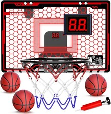 Indoor Basketball Hoop for Kids, Over The Door Mini Basketball Hoops, with LED