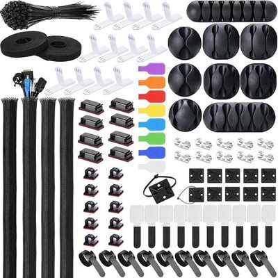 Ditar Cable Management Kit - 4 Sleeve, 57 Self Adhesive Black 