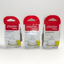 3 x Playtex Baby NaturaLatch Silicone Nipples 3M Medium Flow Ventaire Nurse New