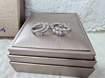 Bvlgari Serpenti Viper Ohrringe 18k Weißgold Full Pave Diamanten echt