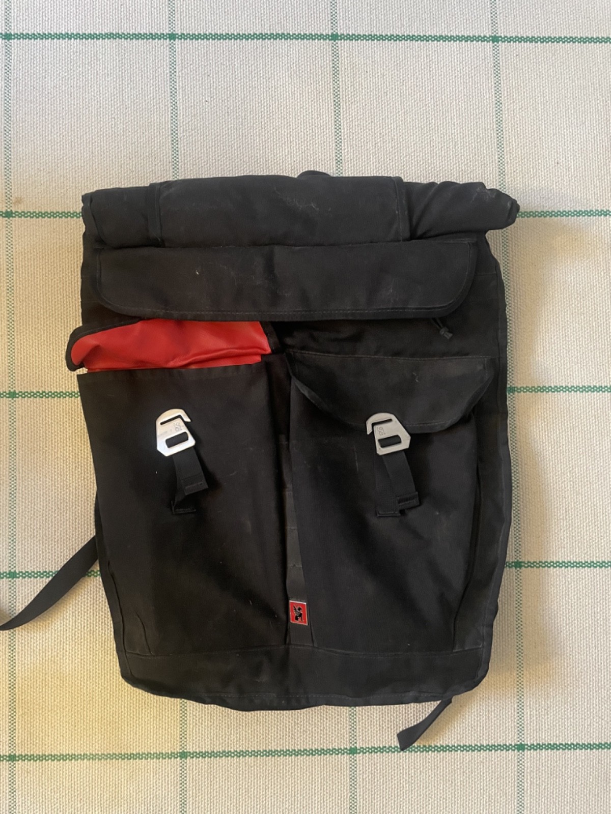 Chrome Waterproof rooltop LARGE Backpack, Black/R… - image 1