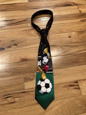Mickey Mouse Soccer Trophy Silk Tie Mickey Unlimited Black Green Red One Size
