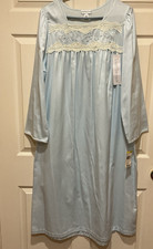 Miss Elaine Long Nightgown Cottagecore Prairie Soft Long Slv Lace Embroidery M