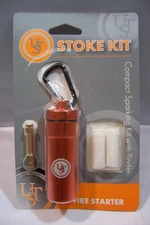 UST STOKE KIT: COMPACT SPARKING FIRE STARTER KIT WITH TINDER & WATER PROOF CASE