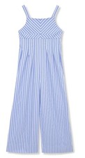 Habitual Girls Blue White Stripe Wide Leg Jumpsuit, Size 12