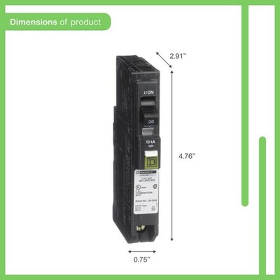 20 Amp 120V 1 Pole Plug On Neutral AFCI Breaker Electrical Overload Protection