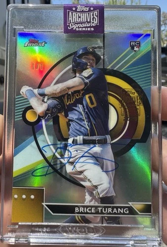 1/1 ROOKIE AUTO Brice Turang #43 Refractor 2023 Topps Finest MILWAUKEE BREWERS - Picture 1 of 4