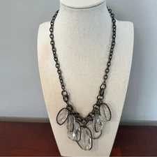 QVC Necklace Gunmetal Acrylic Crystals Chunky Statement Retro Funky Unique