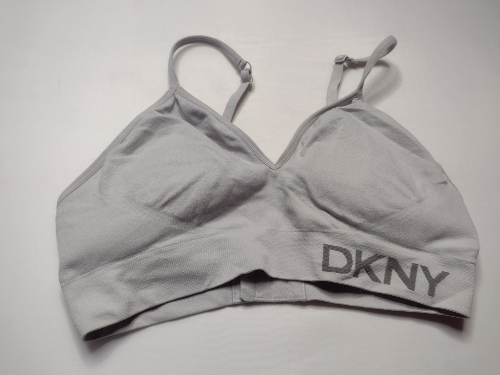 DKNY Bralette Bra Large Gray Wireless Padded Full Coverage T-shirt EE-image