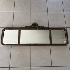 Antique 3 Panel Bevel Glass Buffet Mantle Mir...