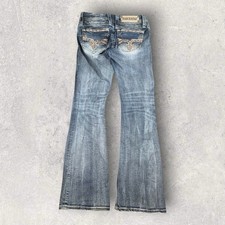 Rock Revival Aleah Bootcut Women's Jeans Medium Wash Stretch Size 28x32 Sequined