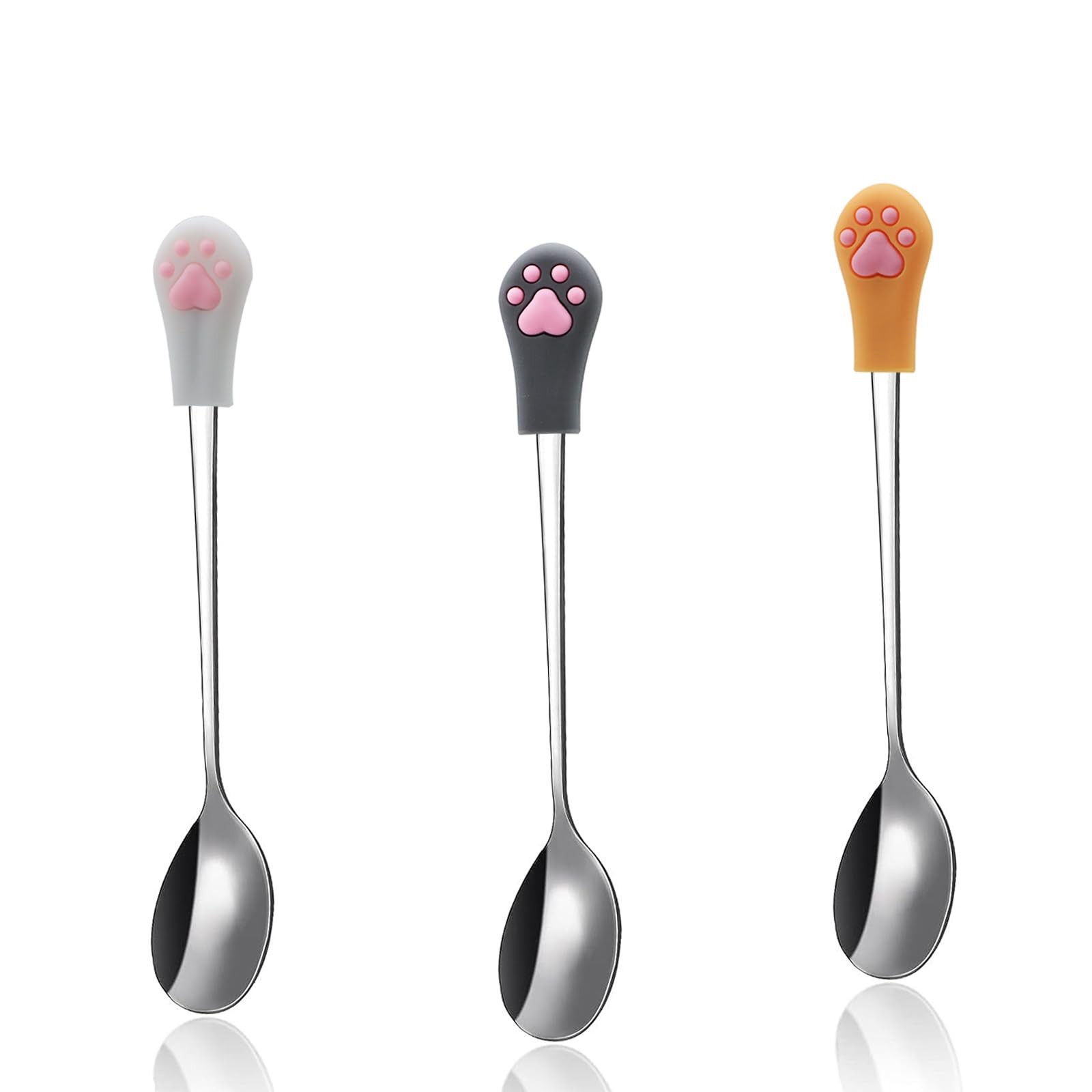 Can Spoons 3 Pcs Stainless Steel Mixing Spoon White Gray Orange