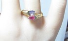 SOLID 14K GOLD RING W/ NATURAL PINK TOURMALINE, TANZINITE, AND DIAMONDS — photo 4