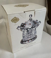 Shannon Crystal Carousel Merry Go Round w/ Horses By Godinger Sculpture in Box