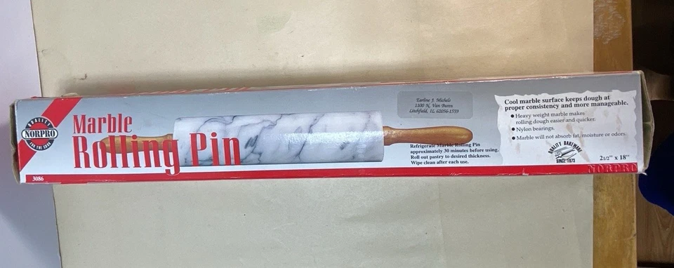 Nuevo rodillo vintage de mármol macizo #3086 de Quality NORPRO 2,5"x18" Taiwán nuevo en caja Foto 3 de 4