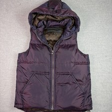 Women  s Small Coach New York Purple Maroon Duck Down Puffer Hooded Vest