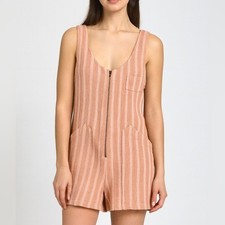 Anthropologie Pilcro Zip Front Stripe Shorts Romper Medium SAMPLE