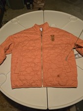 Disney Parks Minnie Mouse Embroidered Quilted Bomber Jacket Peach Pink XS