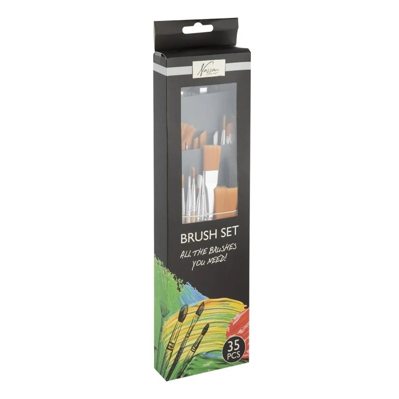 Totum Nassau Fine Art Assorted Sizes and Styles Paint Brush Set - 35 Brushes