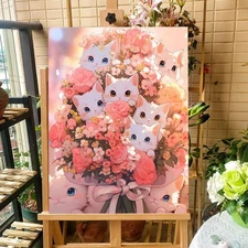 DIY Cartoon Digital Painting Girl Gifts Handmade Painting Decor Home`