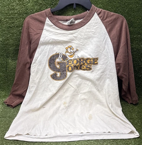 Vtg 1982 George Jones Concert Tour Raglan T-shirt Mens M 198 1980s vintage concert t-shirt, vintage, single stitch, B+ condition