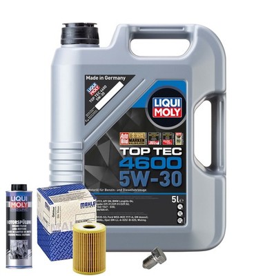 Motoröl 5W30 LIQUI MOLY Top Tec 4600 5L+MAHLE Ölfilter+Spülung+Ölablassschraube