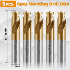 5PCS HSS Titanium Coated CO Cobalt Metalworking Drills Spot Weld Drill Bits Set