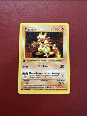 Magmar 36/102 Shadowless 1. Edition Base Set Pokemon Karte NM
