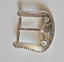 Floral Custom Silver Tone Western Belt Pin Buckle 1-1/5" Coastal Cowgirl