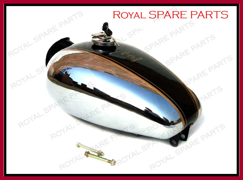 Adapté Pour Royal Enfield Bullet Custom Deluxe Réservoir À Essence Chromé Noir - Photo 1/4