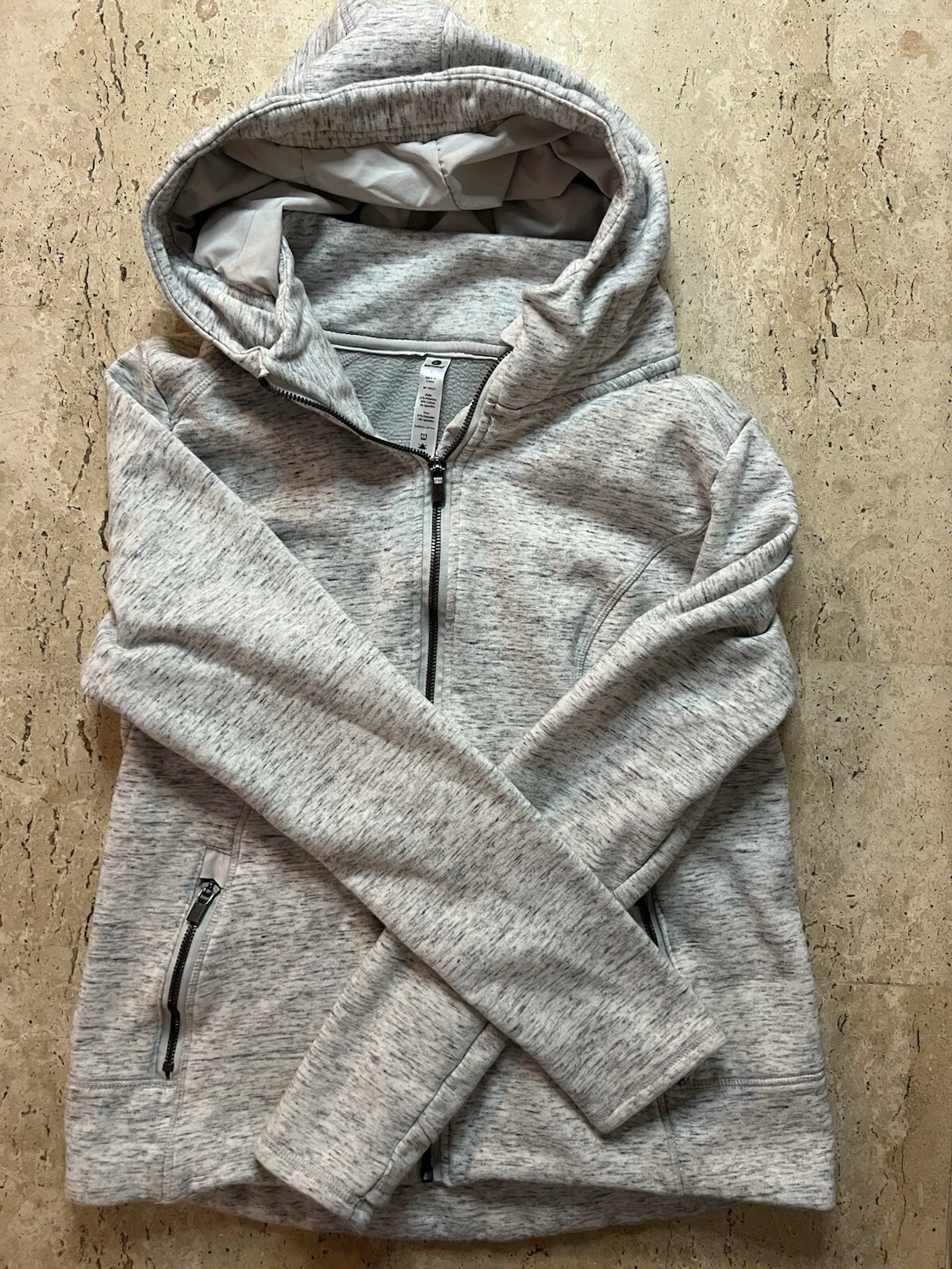90 Degeees by Reflex Full Zip Winter Gray Fleece Lined Hoodie Size Large