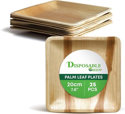 20 cm quadratische Palmblattplatten natürlich umweltfreundlich biologisch abbaubar BBQ 25-500 STCK.