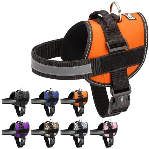 Dog Harness, Reflective No-Pull Adjustable Vest with Girth 22" to 28" Orange Dog Harness, Reflective No-Pull Adjustable Vest with Girth 22" to 28" Orange