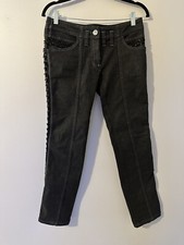 Christian Dior Women  s Grey Jeans Leather Accents Sz 4 Pants Denim