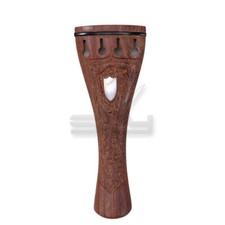 Carved Reddish Rosewood Violin Tailpiece w Creamy Strip, 4/4 Full Size Violin