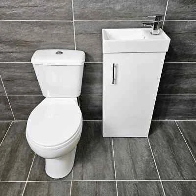Ginny SQ 400mm Vanity Basin and Toilet Set Cloakroom Suite