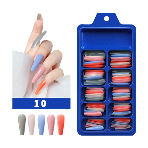 100PCS False Nails Art Tips Long Artificial Fake Stick On Full Cover Reusable - Picture 14 of 33