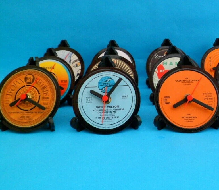 CLOCKS DESK / TABLE TOP Upcycled Vinyl SINGLES Vinyl Records LIST J Size 4" - Image 3 of 4