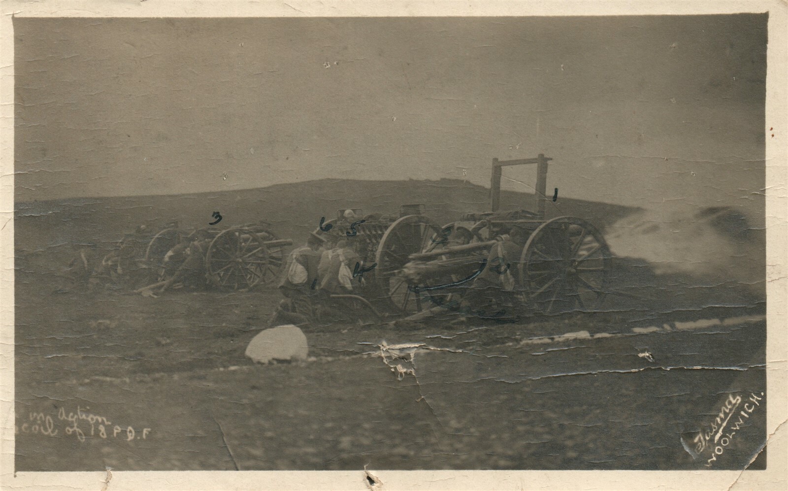 ARTILLERY in ACTION ANTIQUE REAL PHOTO POSTCARD RPPC 