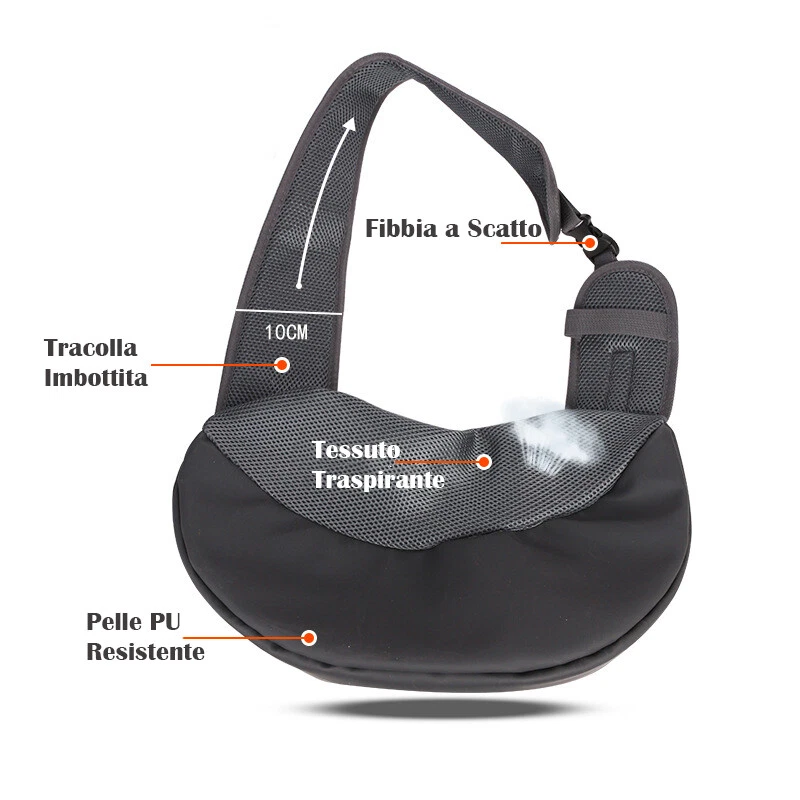 Trasportino Gatto Cane Borsa a Tracolla per Gatto Marsupio Per Gatto Cane - Immagine 3 di 4