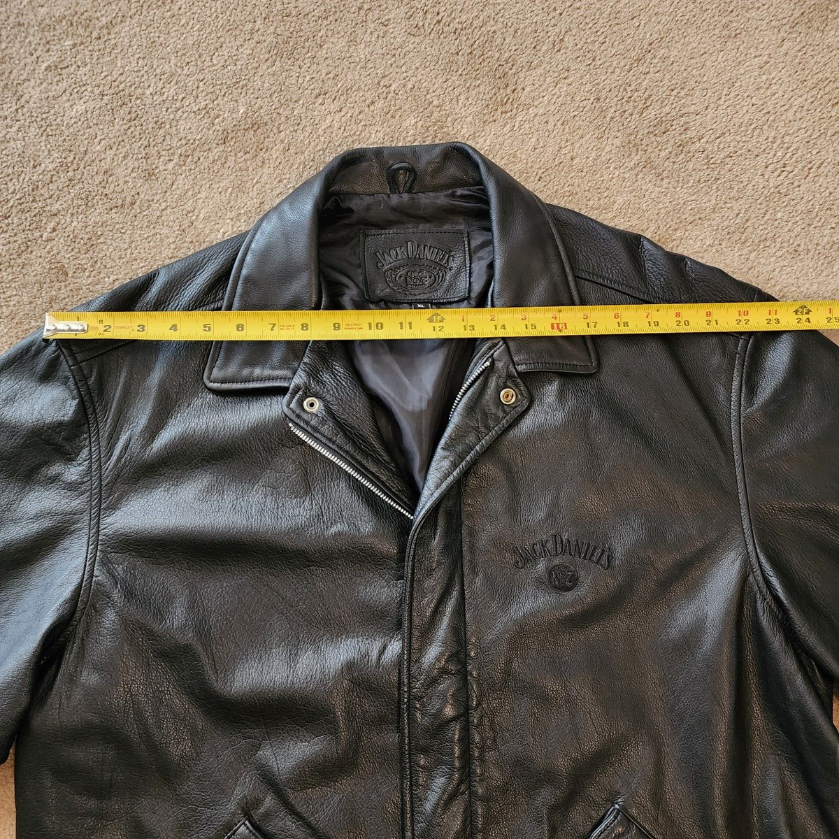 Vintage Jack Daniel's Old No.7 Black Leather Jacket Men's Size XL