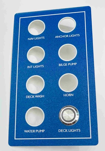 CUSTOM ENGRAVED SWITCH DASH PANEL/ BOAT/ PLANE/ CAR/ EQUIPMENT BLUE - Picture 8 of 8