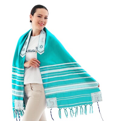 HalleluYAH King Solomon Tallit Prayer Shawl 72''x 22'' with Bag | Designed in Isra